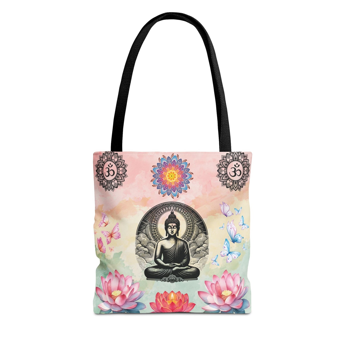 Buddha Lotus Tote Bag,  Meditation Yoga Sacred Om Design, Spiritual Meditation Bag, Yoga Gift