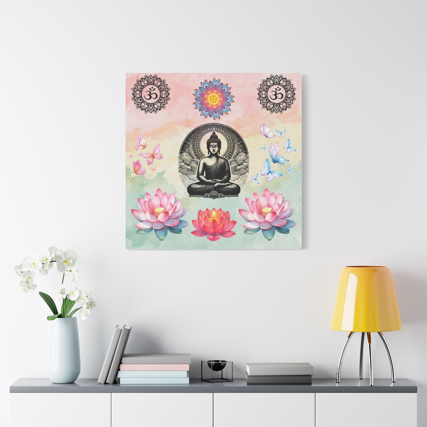 Buddha Lotus Meditation Canvas — Om Mandala Wall Art