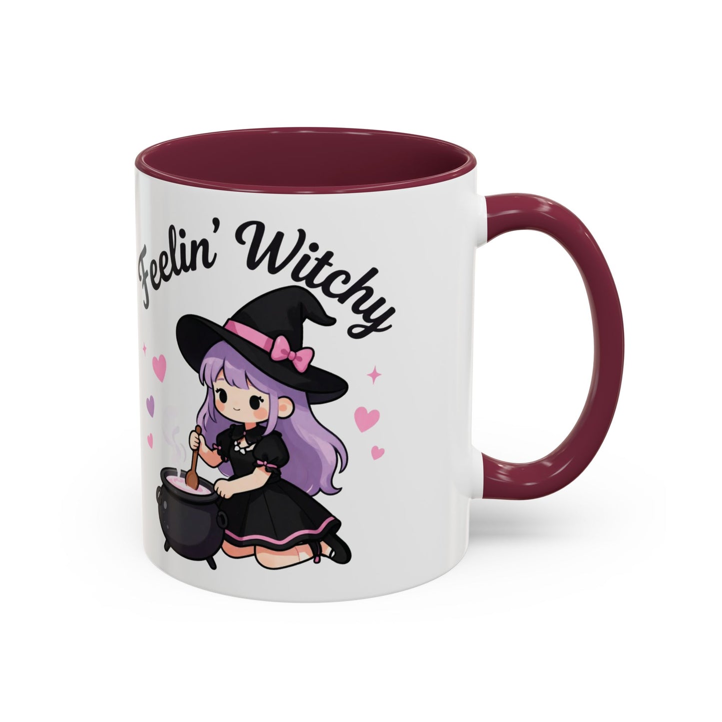 Feelin' Witchy Coffee Mug — Cute Kawaii Witch Illustration (11oz & 15oz)