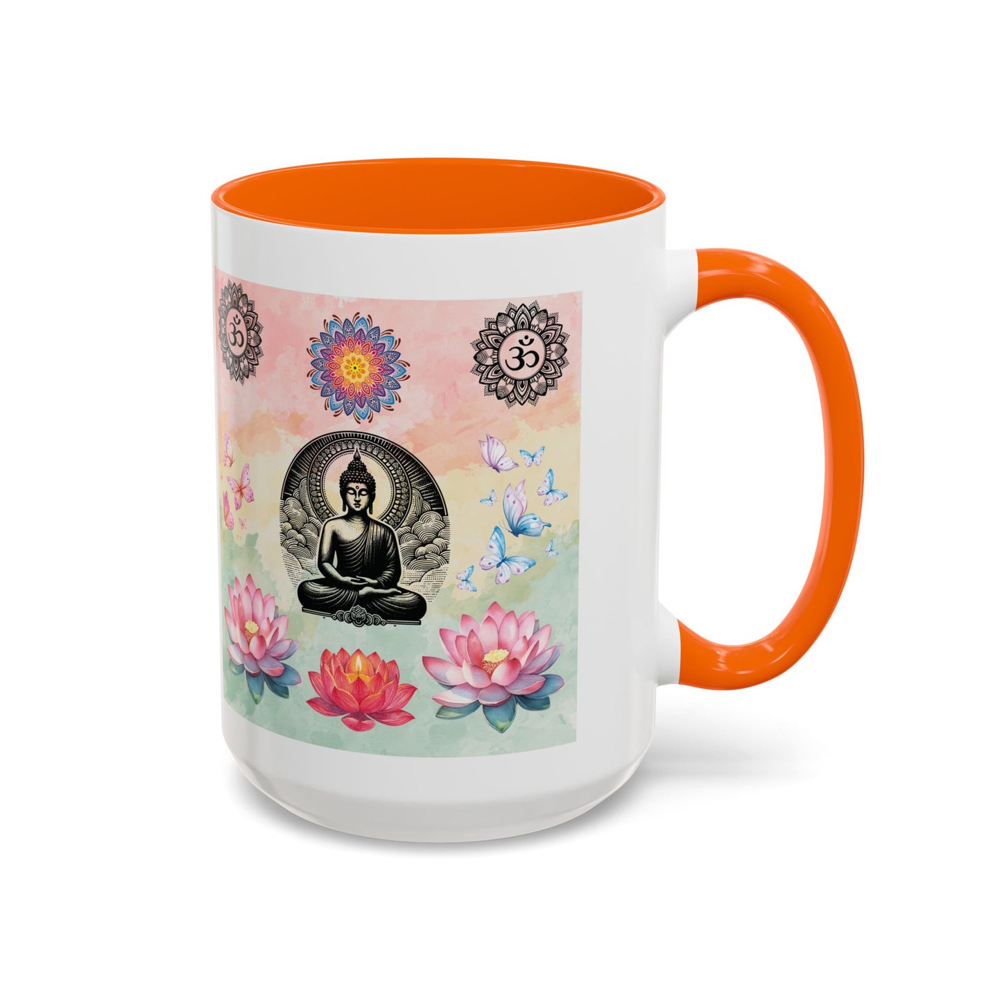 Buddha Lotus Accent Coffee Mug — Meditation, Om & Chakra Spiritual Tea Cup