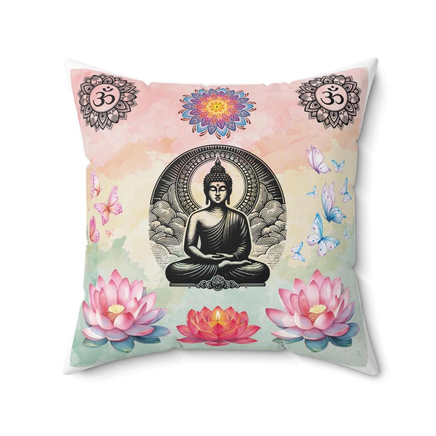 Buddha Lotus Meditation Throw Pillow — Spiritual Zen Home Decor