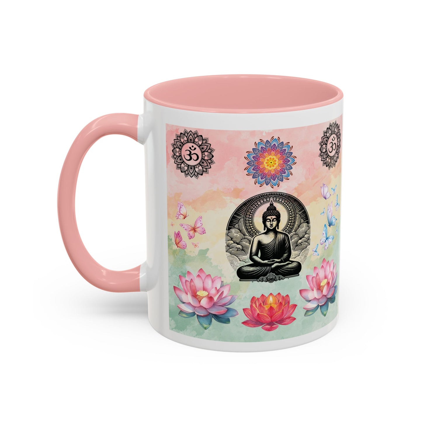 Buddha Lotus Accent Coffee Mug — Meditation, Om & Chakra Spiritual Tea Cup