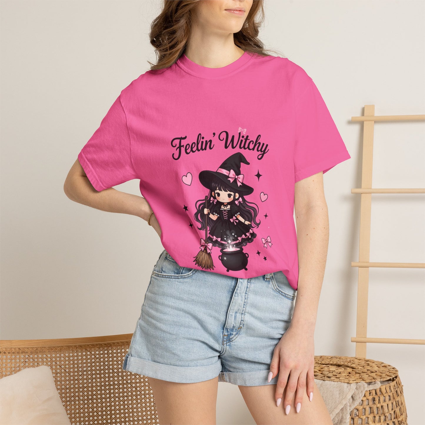 Feelin' Witchy T-Shirt — Cute Kawaii Witch Graphic Tee for Halloween & Everyday