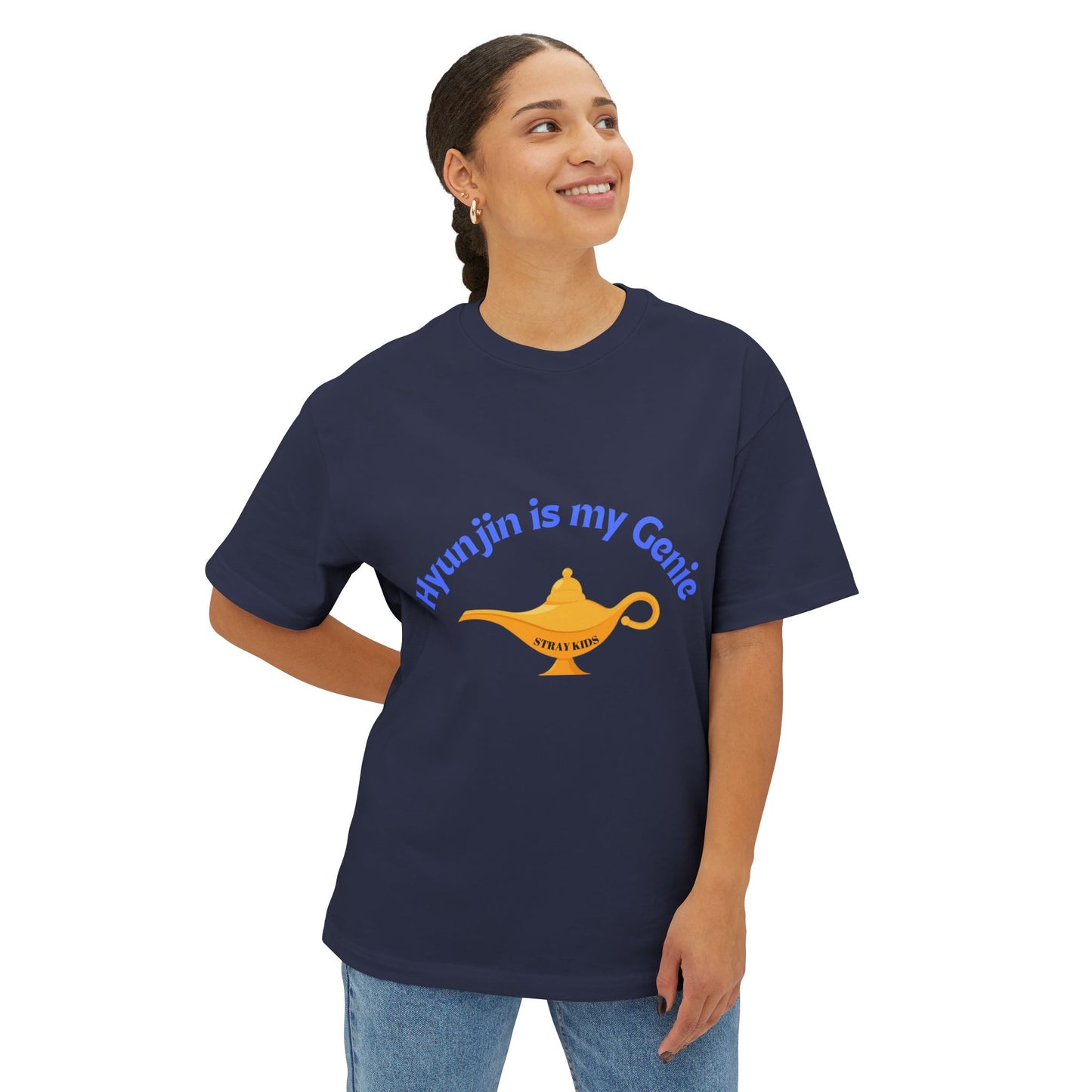 "Hyunjin is my Genie" Tee, STRAY KIDS fan Oversized Graphic Boxy T-Shirt