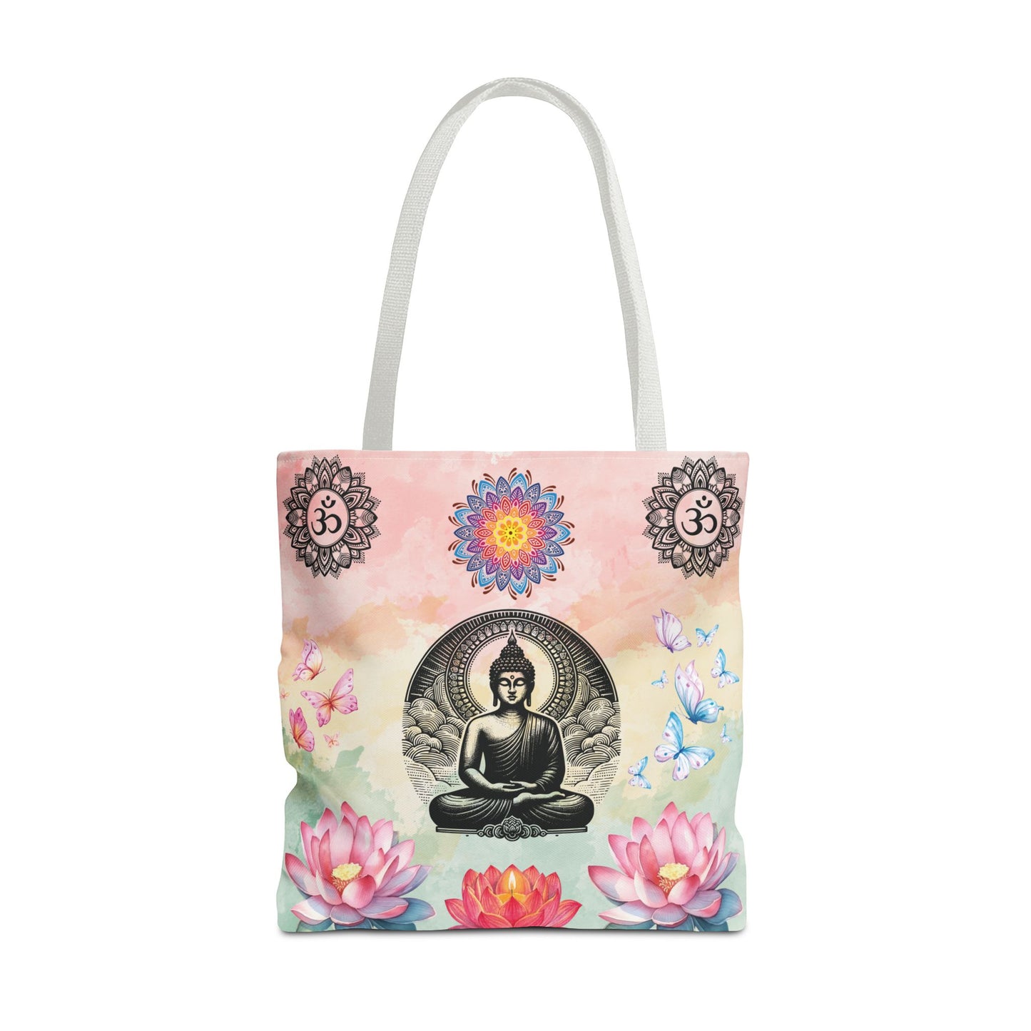 Buddha Lotus Tote Bag,  Meditation Yoga Sacred Om Design, Spiritual Meditation Bag, Yoga Gift