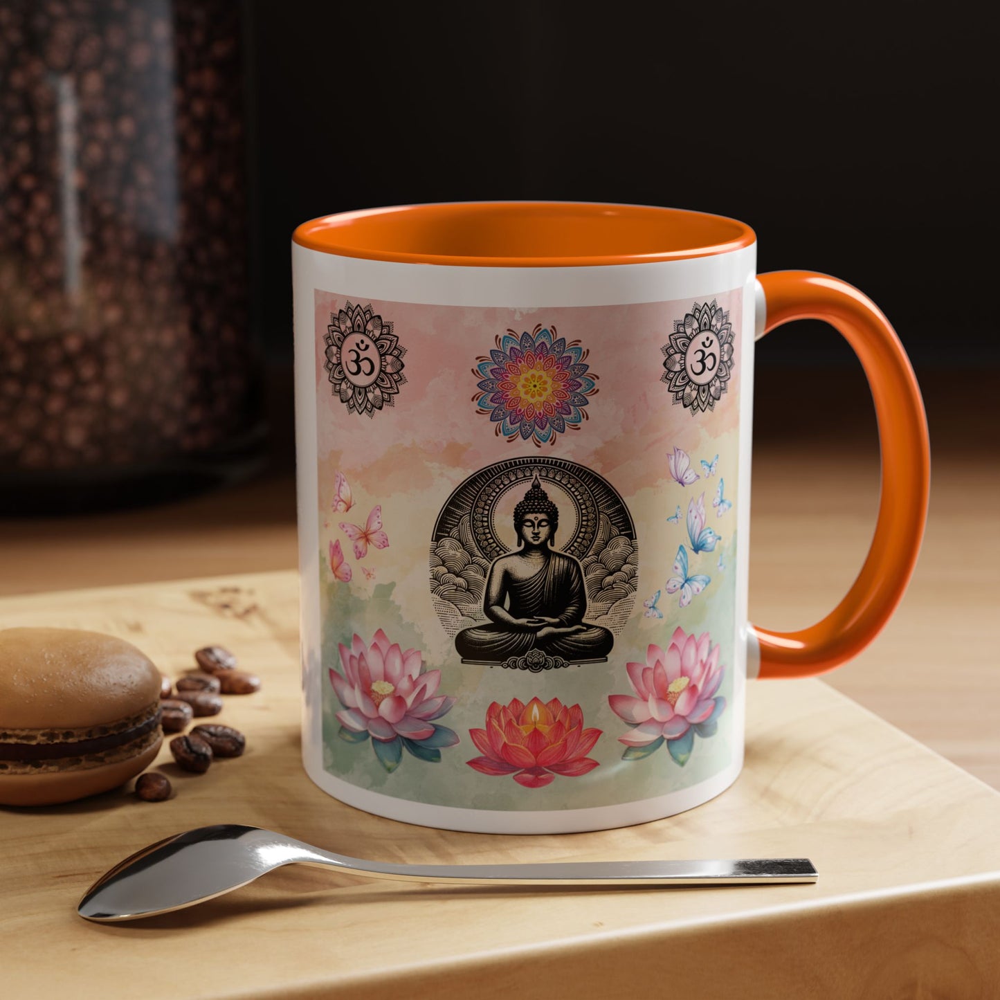 Buddha Lotus Accent Coffee Mug — Meditation, Om & Chakra Spiritual Tea Cup