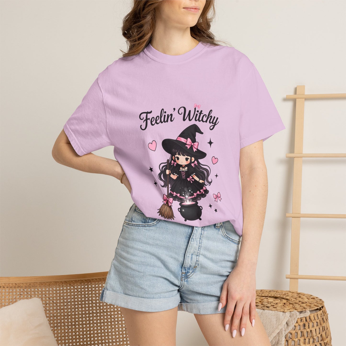 Feelin' Witchy T-Shirt — Cute Kawaii Witch Graphic Tee for Halloween & Everyday