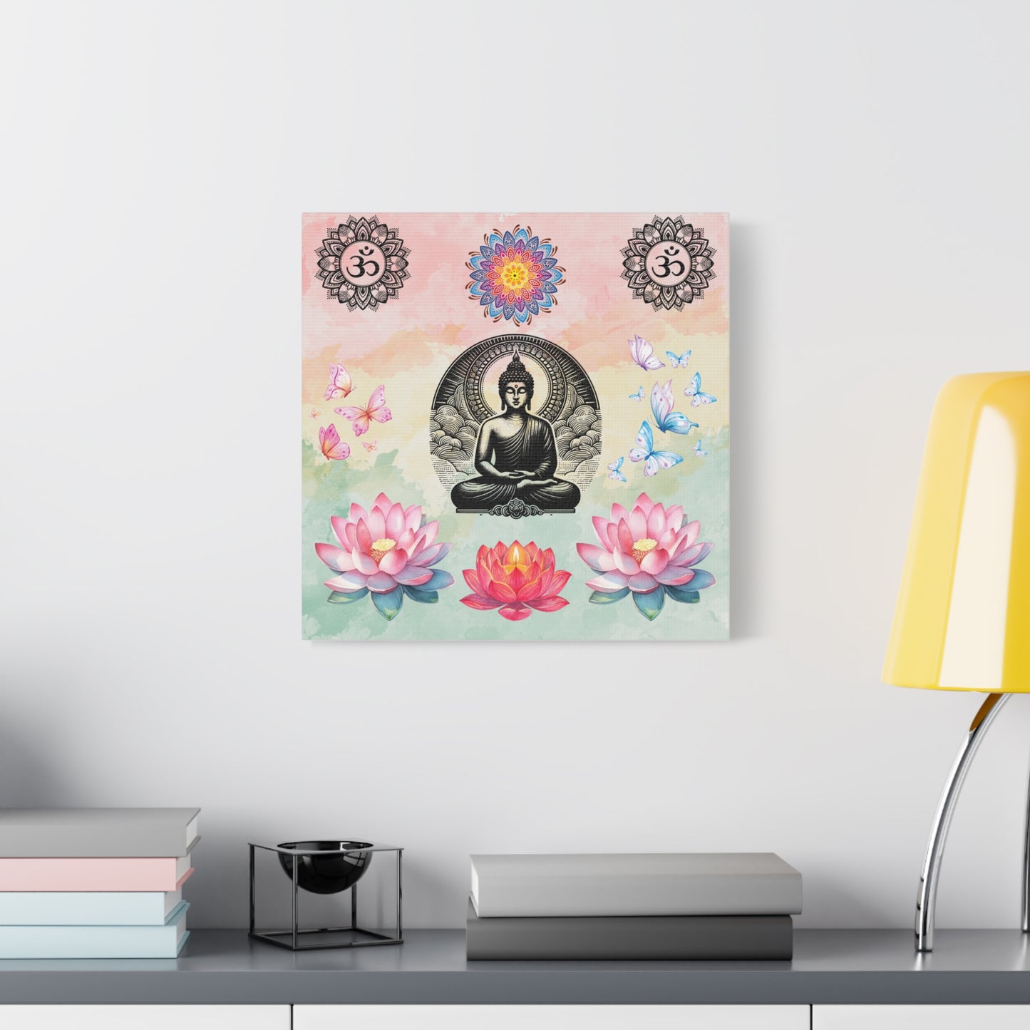 Buddha Lotus Meditation Canvas — Om Mandala Wall Art