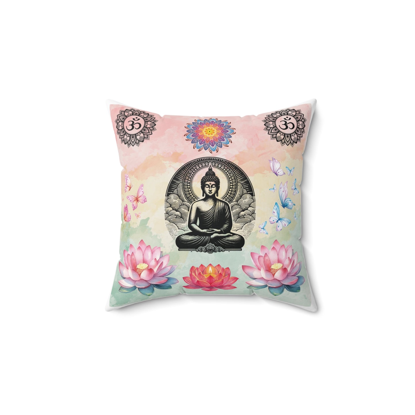 Buddha Lotus Meditation Throw Pillow — Spiritual Zen Home Decor