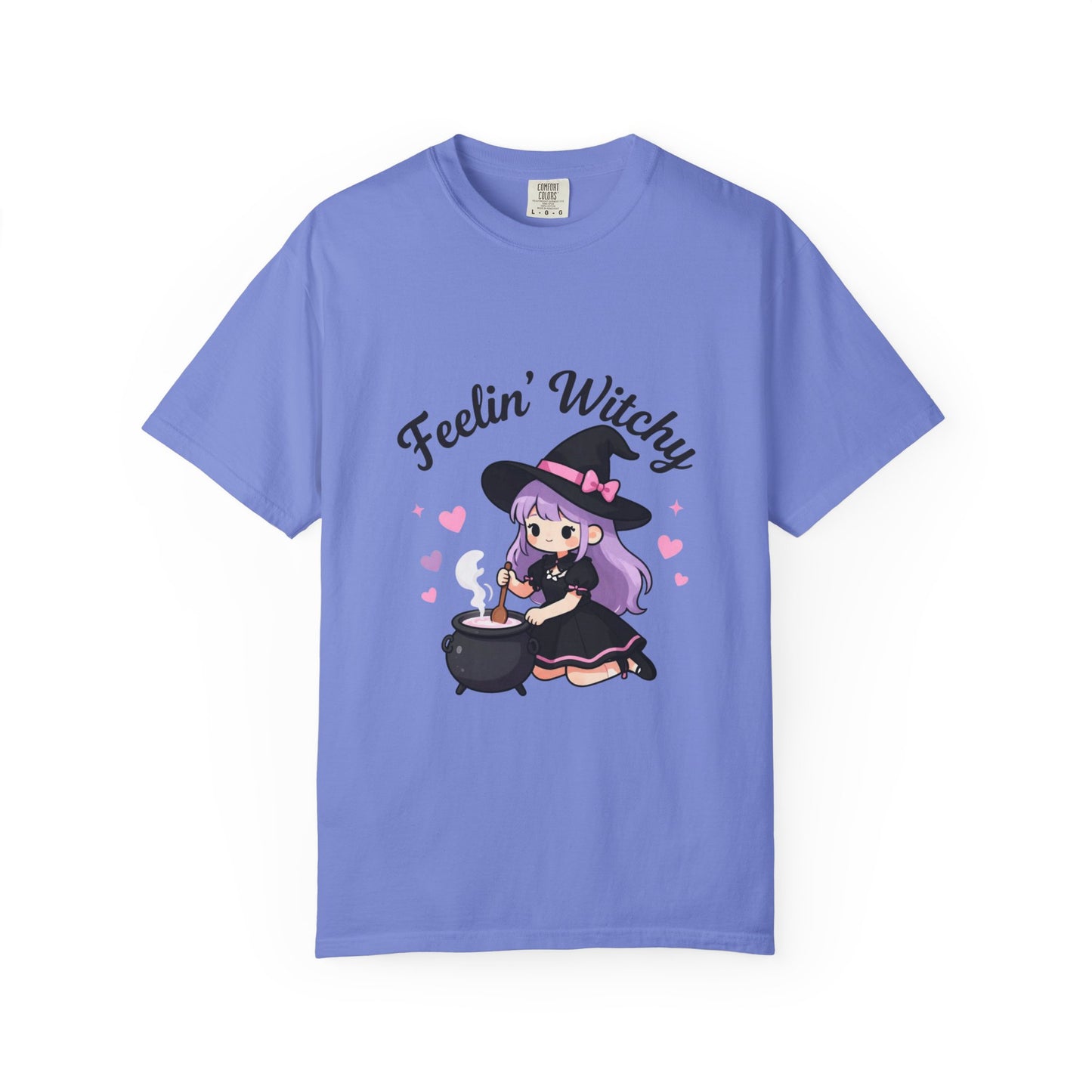 Feelin' Witchy T-Shirt — Cute Purple Witch Graphic Tee for Halloween