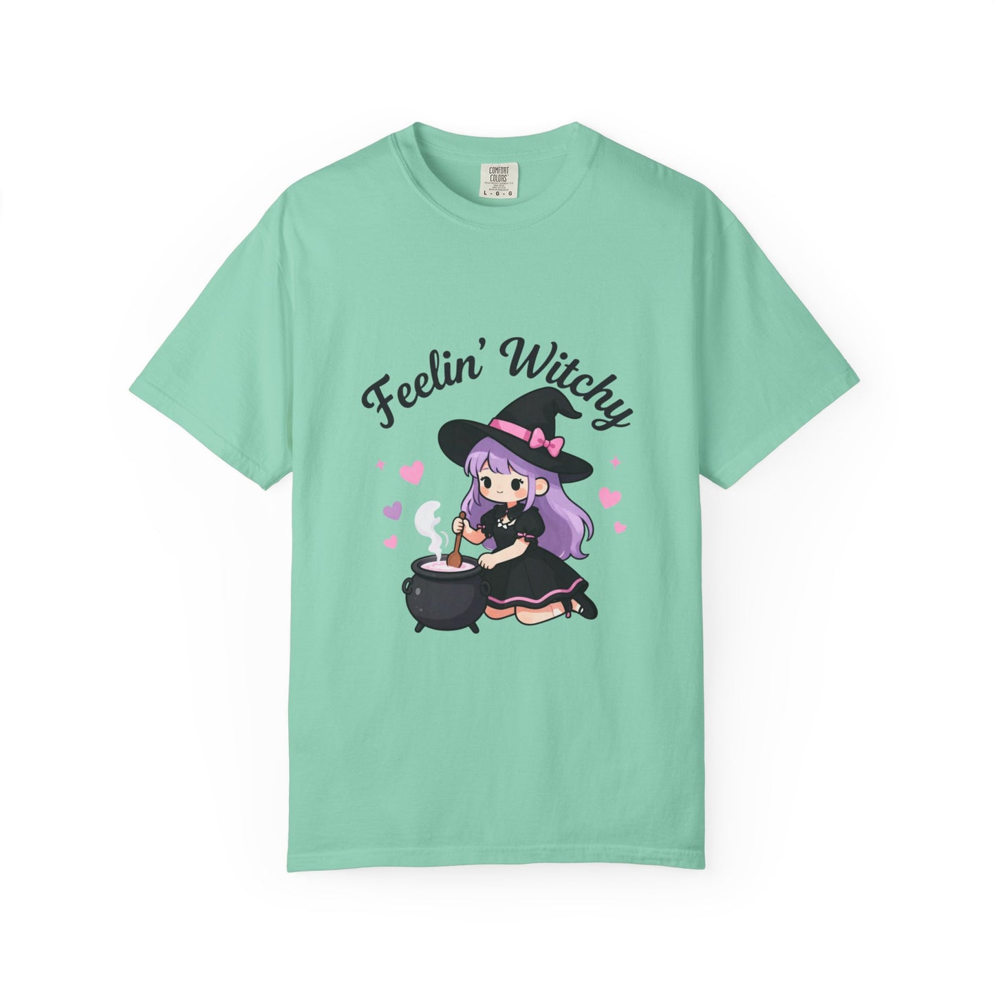 Feelin' Witchy T-Shirt — Cute Purple Witch Graphic Tee for Halloween