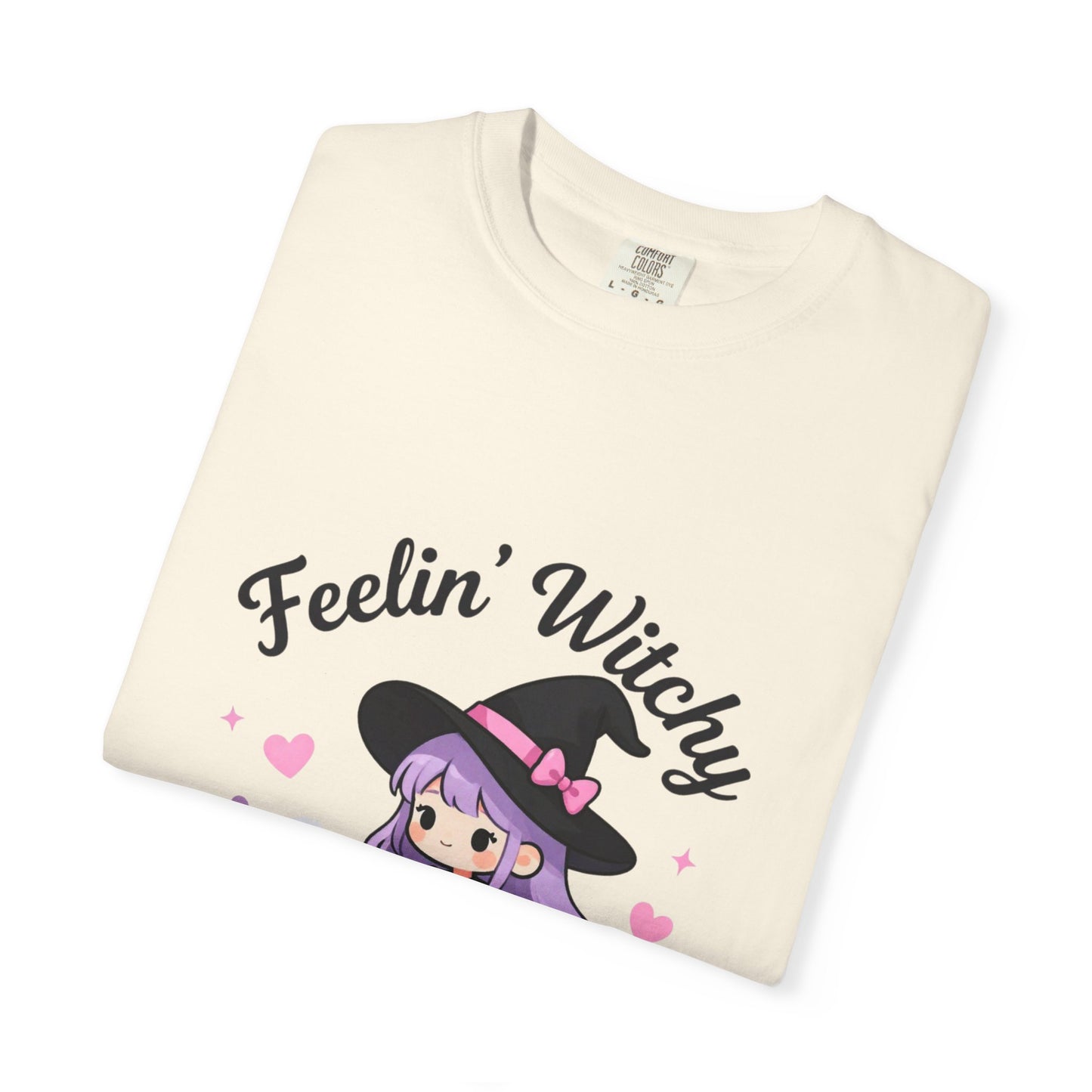 Feelin' Witchy T-Shirt — Cute Purple Witch Graphic Tee for Halloween