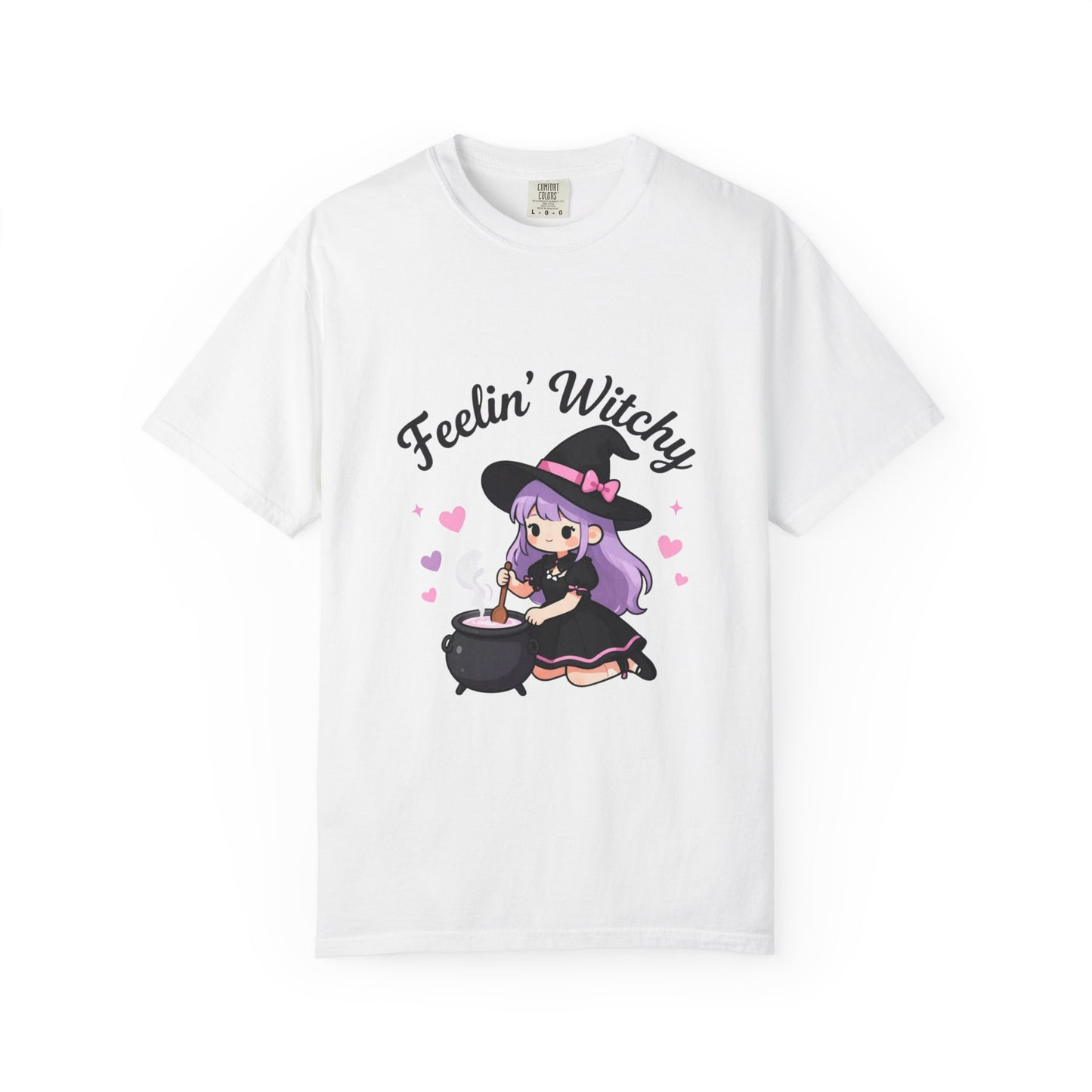 Feelin' Witchy T-Shirt — Cute Purple Witch Graphic Tee for Halloween