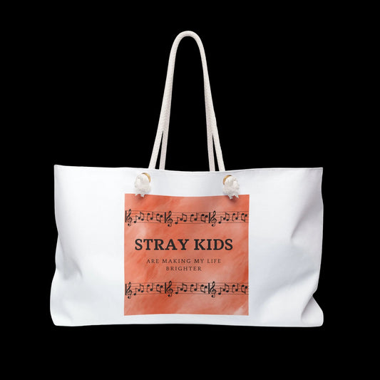 Stray Kids 'Are Making My Life Brighter' Weekender Bag – Music Note Canvas Travel Tote