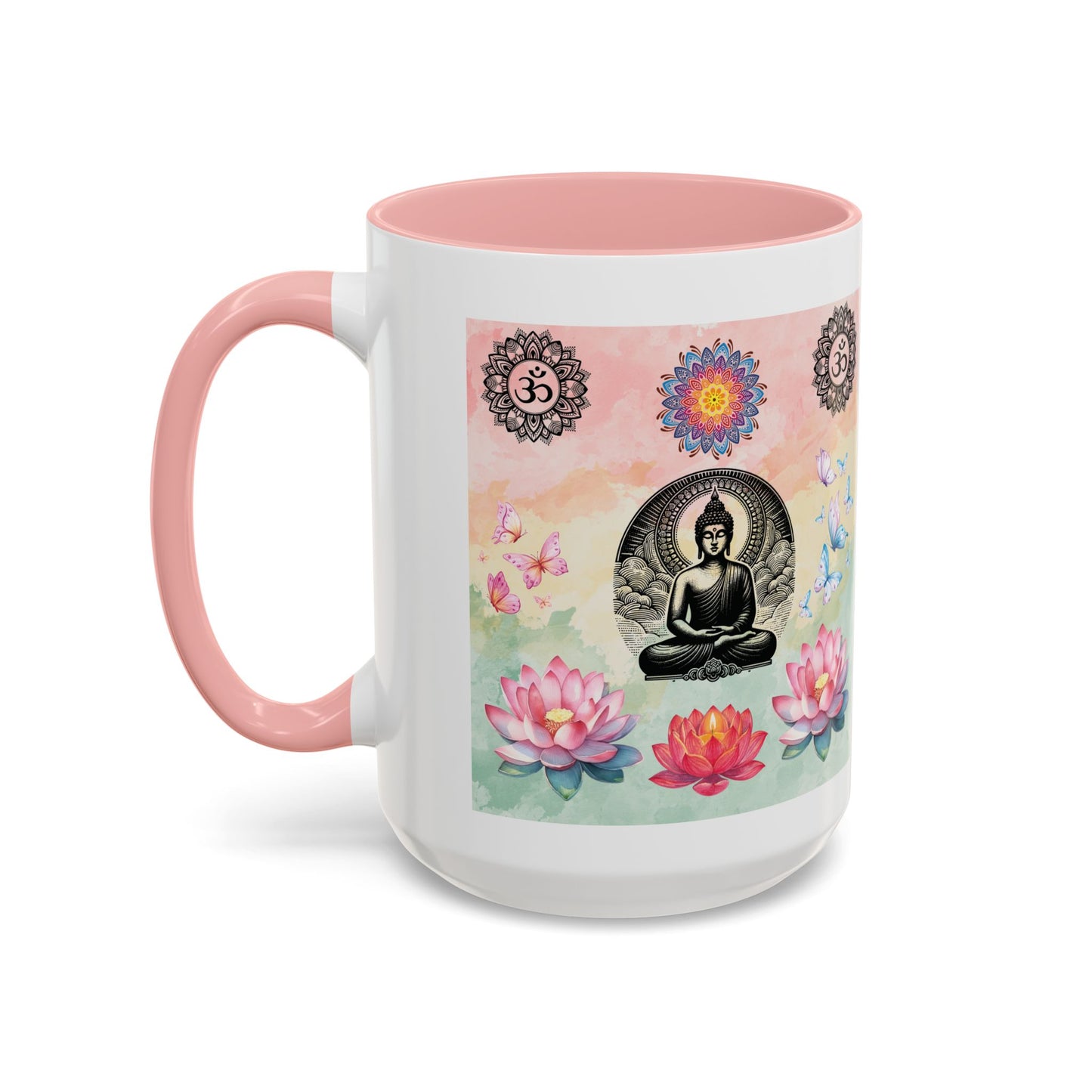Buddha Lotus Accent Coffee Mug — Meditation, Om & Chakra Spiritual Tea Cup