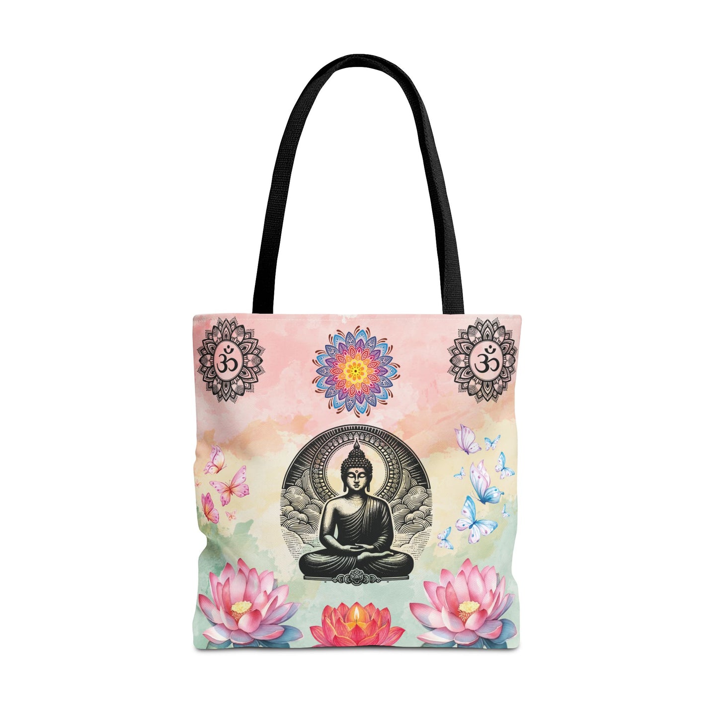 Buddha Lotus Tote Bag,  Meditation Yoga Sacred Om Design, Spiritual Meditation Bag, Yoga Gift