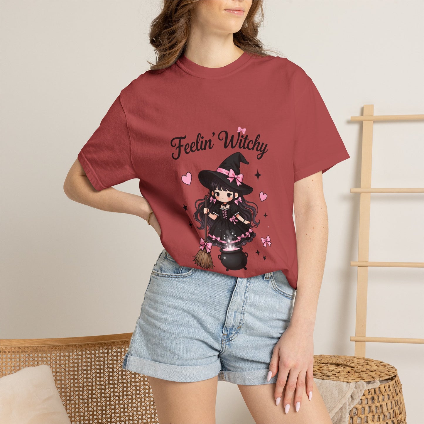 Feelin' Witchy T-Shirt — Cute Kawaii Witch Graphic Tee for Halloween & Everyday