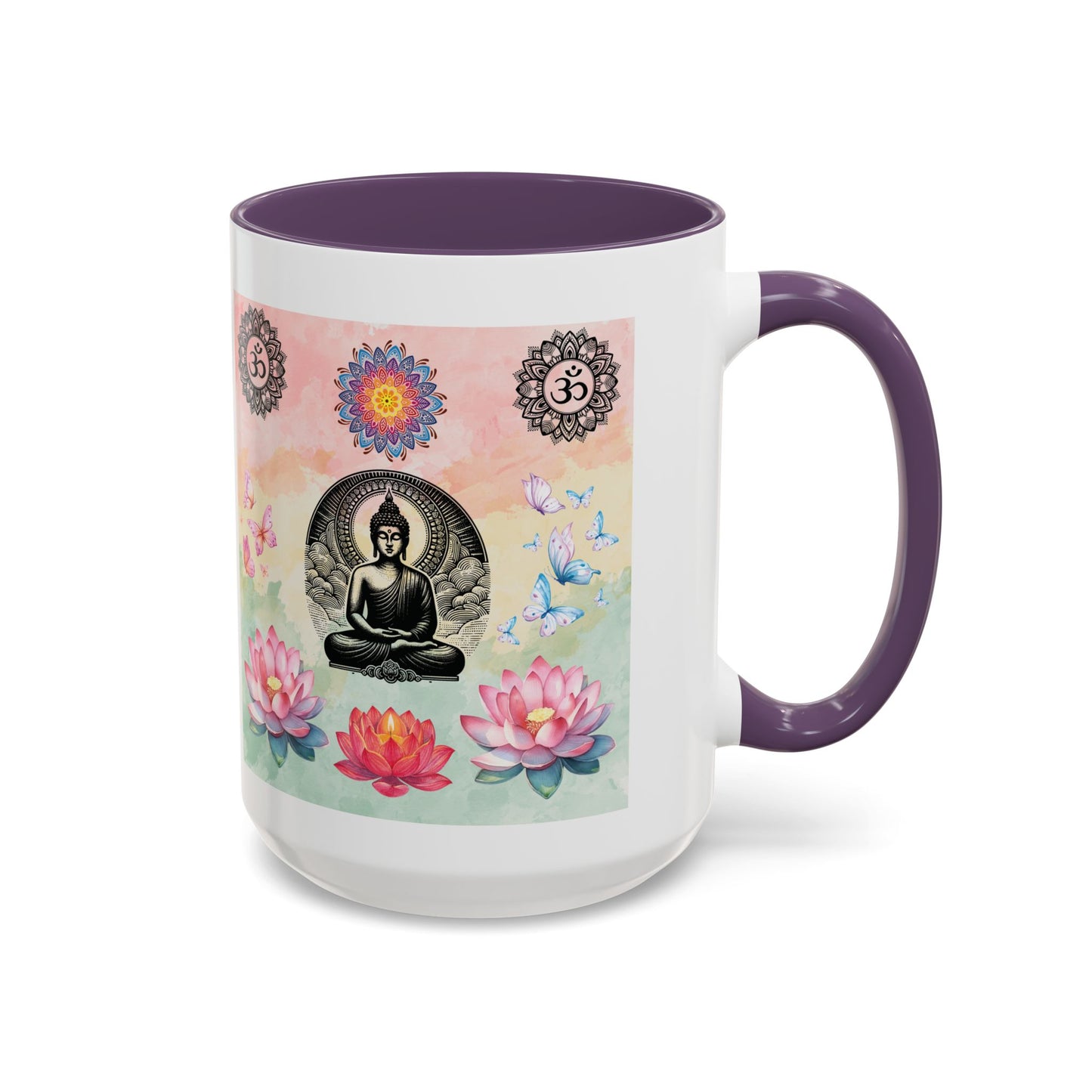Buddha Lotus Accent Coffee Mug — Meditation, Om & Chakra Spiritual Tea Cup