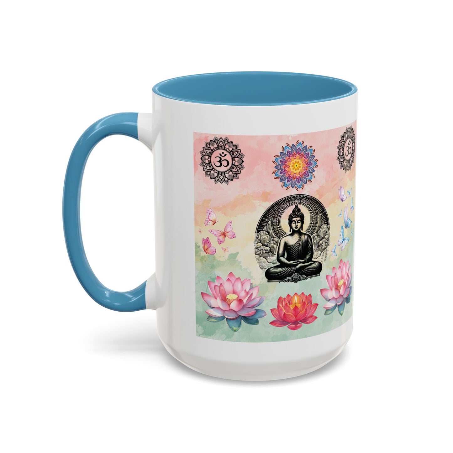 Buddha Lotus Accent Coffee Mug — Meditation, Om & Chakra Spiritual Tea Cup