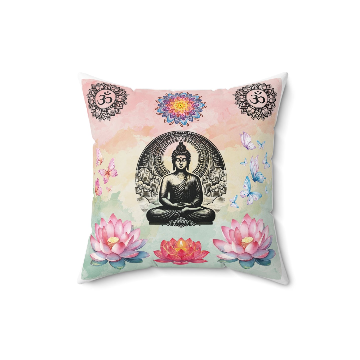 Buddha Lotus Meditation Throw Pillow — Spiritual Zen Home Decor