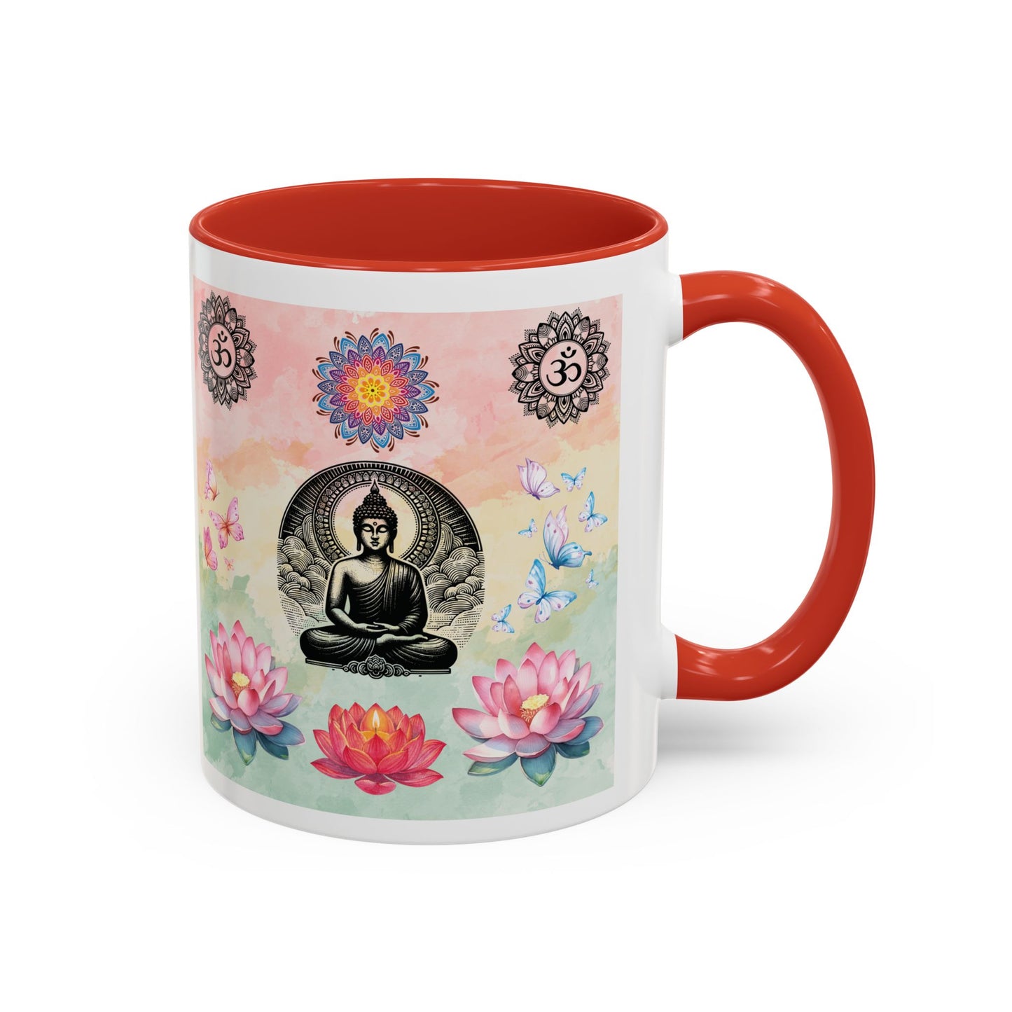 Buddha Lotus Accent Coffee Mug — Meditation, Om & Chakra Spiritual Tea Cup