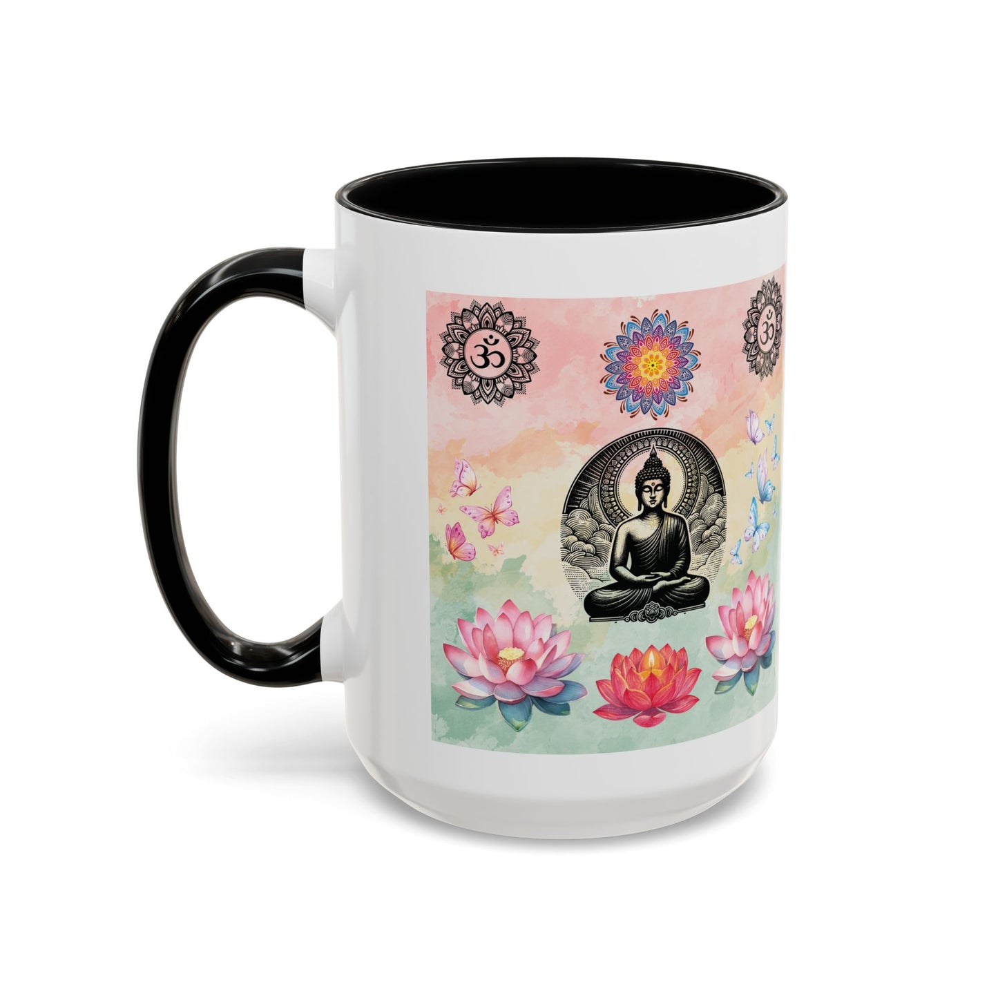 Buddha Lotus Accent Coffee Mug — Meditation, Om & Chakra Spiritual Tea Cup