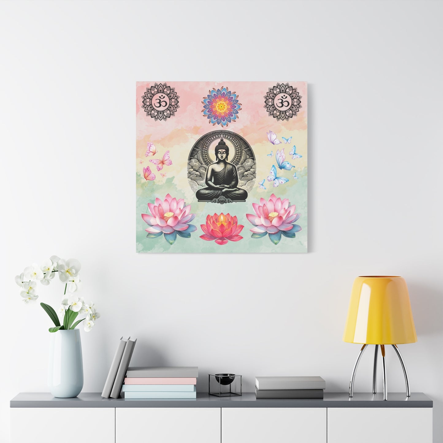 Buddha Lotus Meditation Canvas — Om Mandala Wall Art