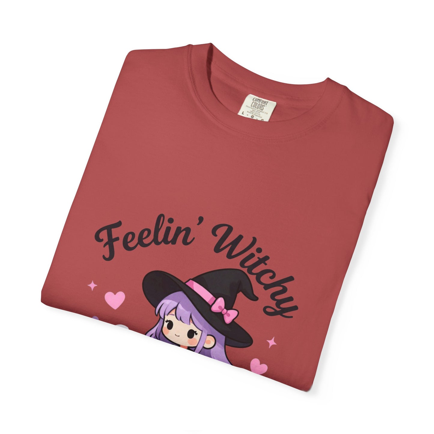 Feelin' Witchy T-Shirt — Cute Purple Witch Graphic Tee for Halloween