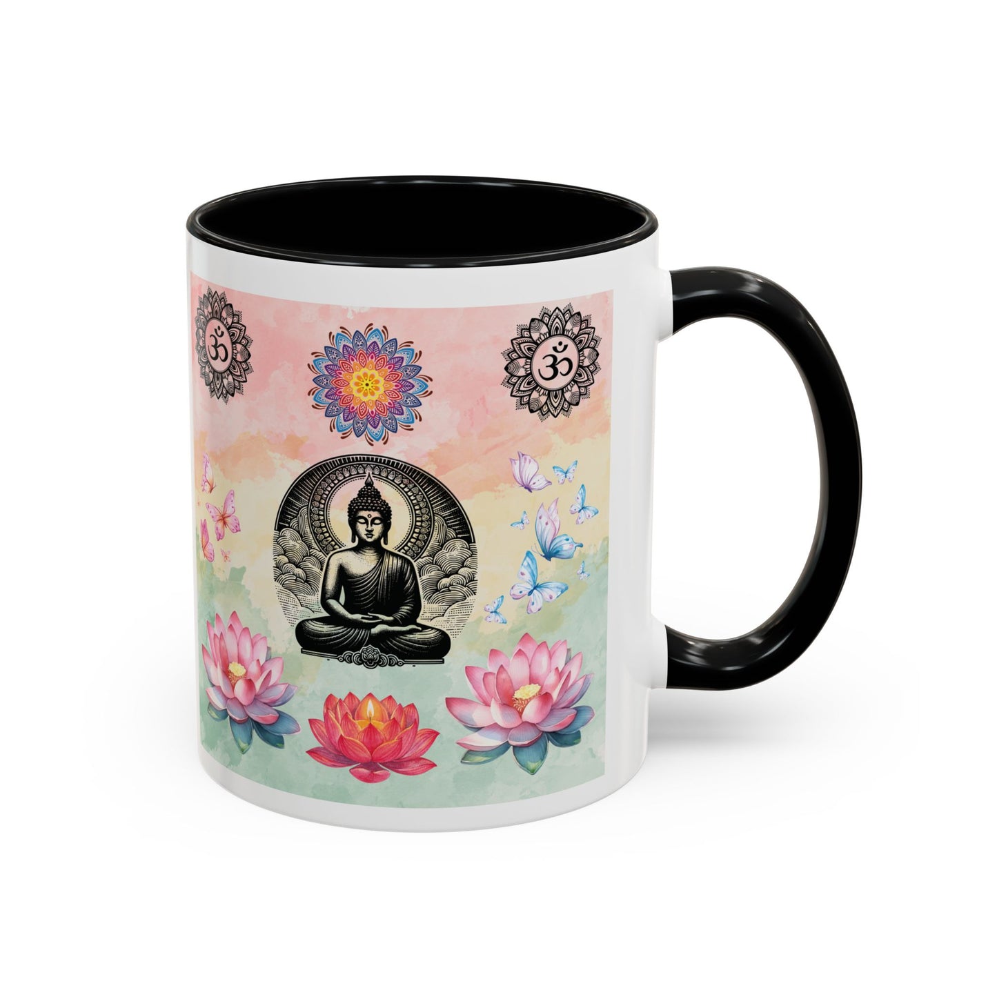 Buddha Lotus Accent Coffee Mug — Meditation, Om & Chakra Spiritual Tea Cup