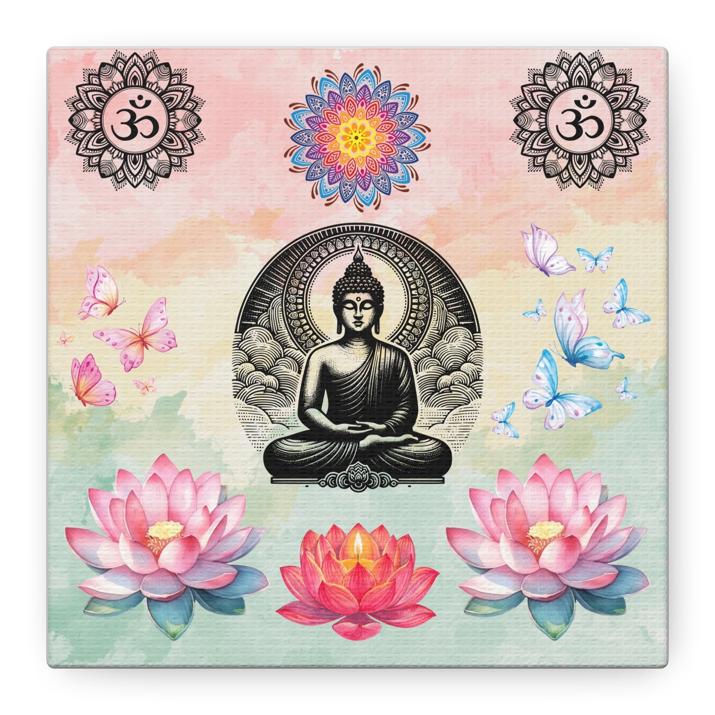 Buddha Lotus Meditation Canvas — Om Mandala Wall Art