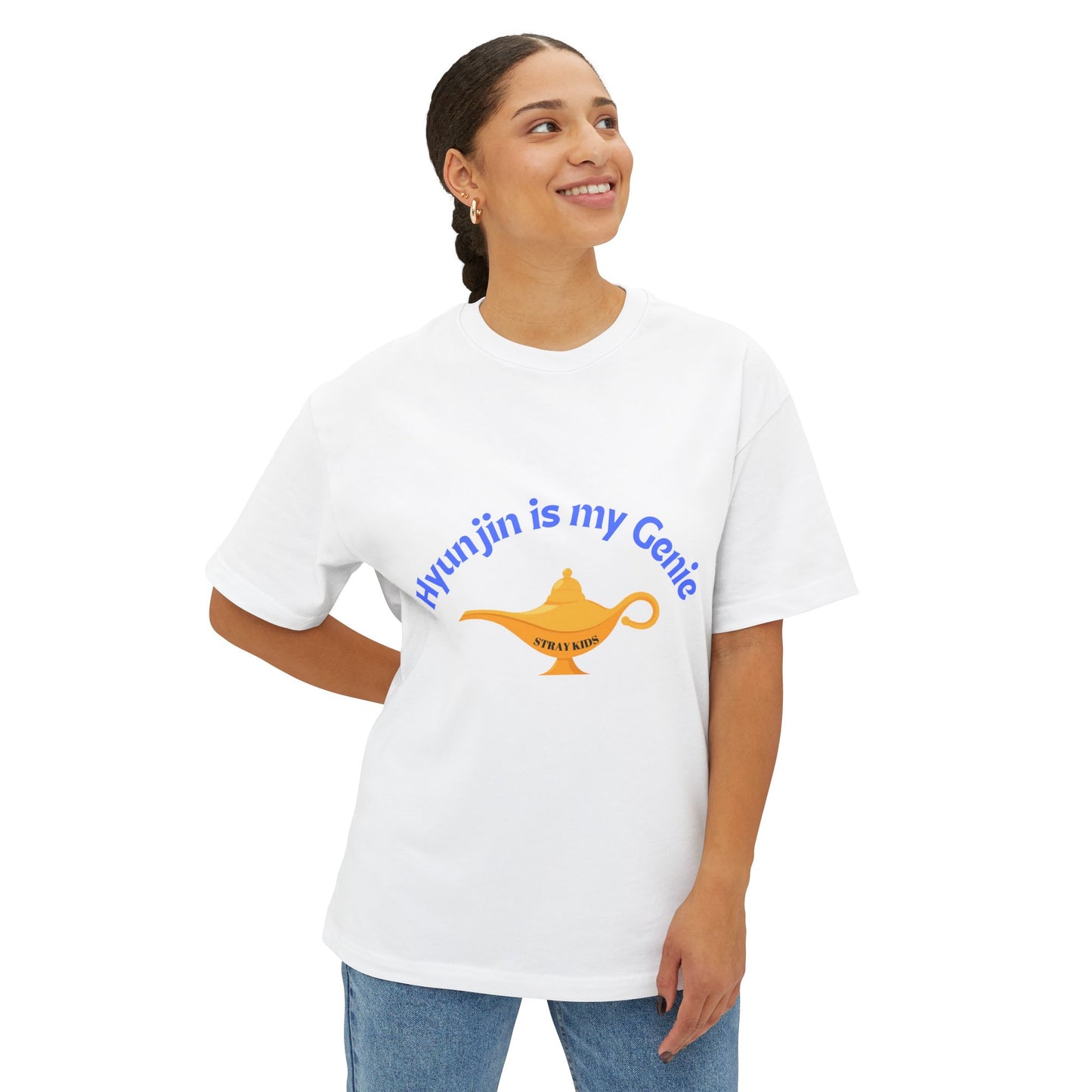 "Hyunjin is my Genie" Tee, STRAY KIDS fan Oversized Graphic Boxy T-Shirt