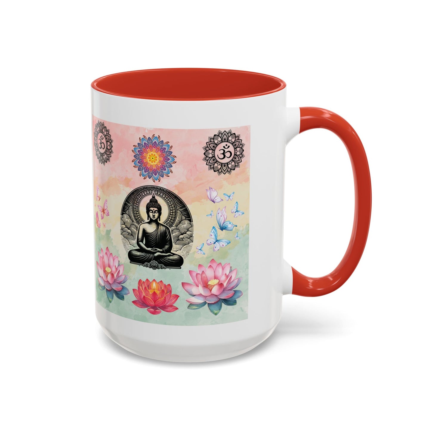 Buddha Lotus Accent Coffee Mug — Meditation, Om & Chakra Spiritual Tea Cup