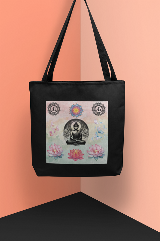 Buddha Lotus Canvas Tote — Meditation Yoga Cotton Bag