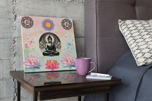 Buddha Lotus Meditation Canvas — Om Mandala Wall Art