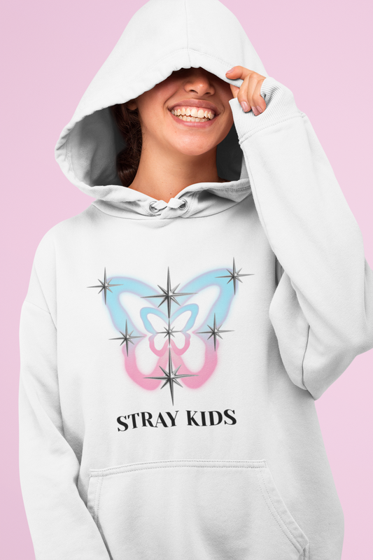 Stray Kids Butterfly Logo Hoodie — Pastel Sparkle K-pop Fan Sweatshirt
